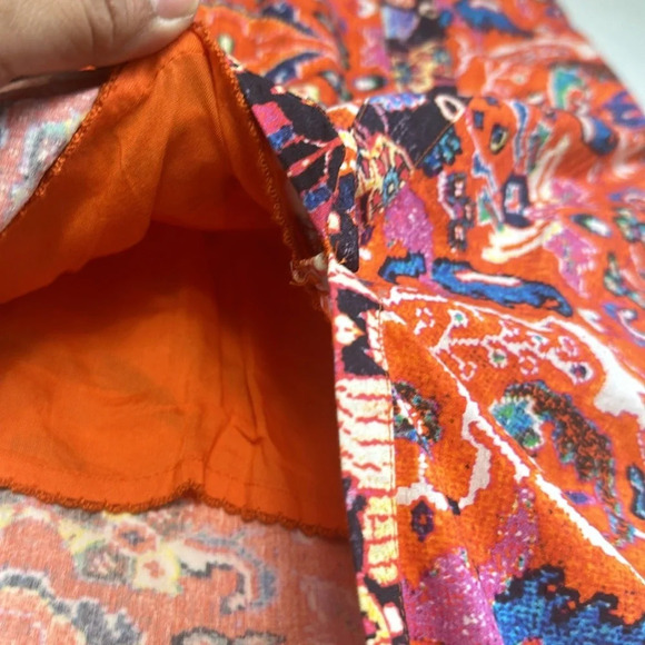 Anthropologie Floral Abstract Maxi Dress in Red Motif V Neck Boho Womens Size 2 - Picture 10 of 16